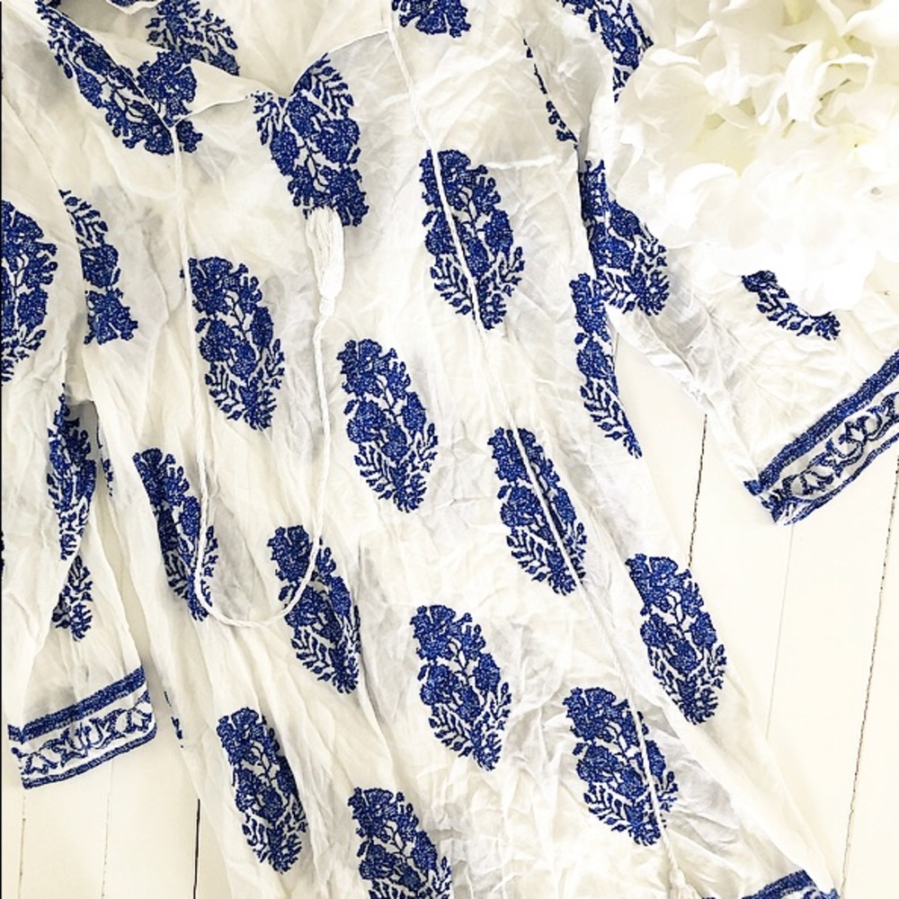 Blue and white beach cover up